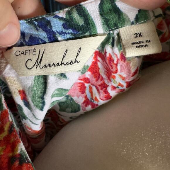 Caffe Marrakesh Floral Flowy Short Sleeve Blouse Brightly Colored 2X - Picture 7 of 10